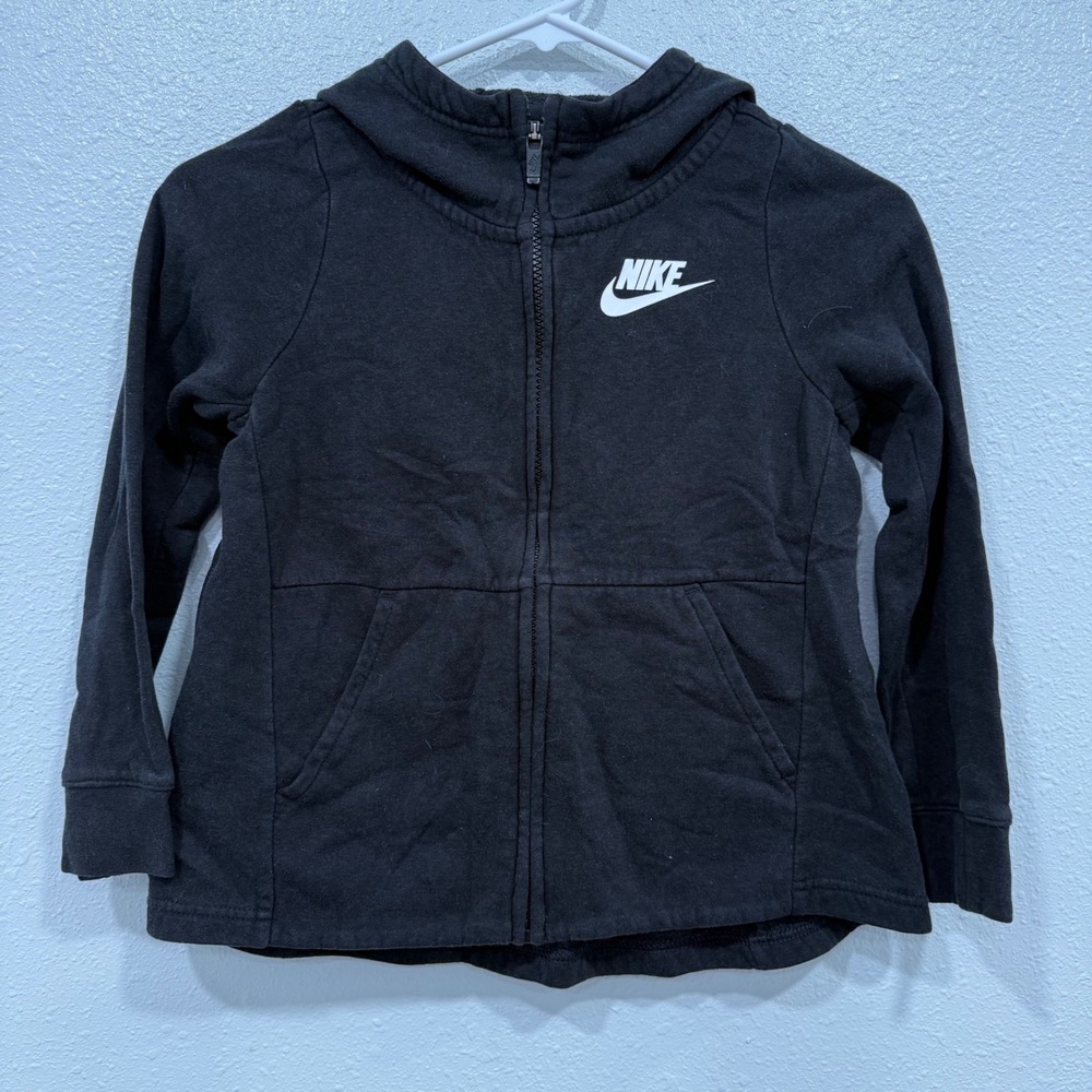 Nike Girls Sportswear Full Zip Hoodie Black Fleece Jacket XS 939459-010